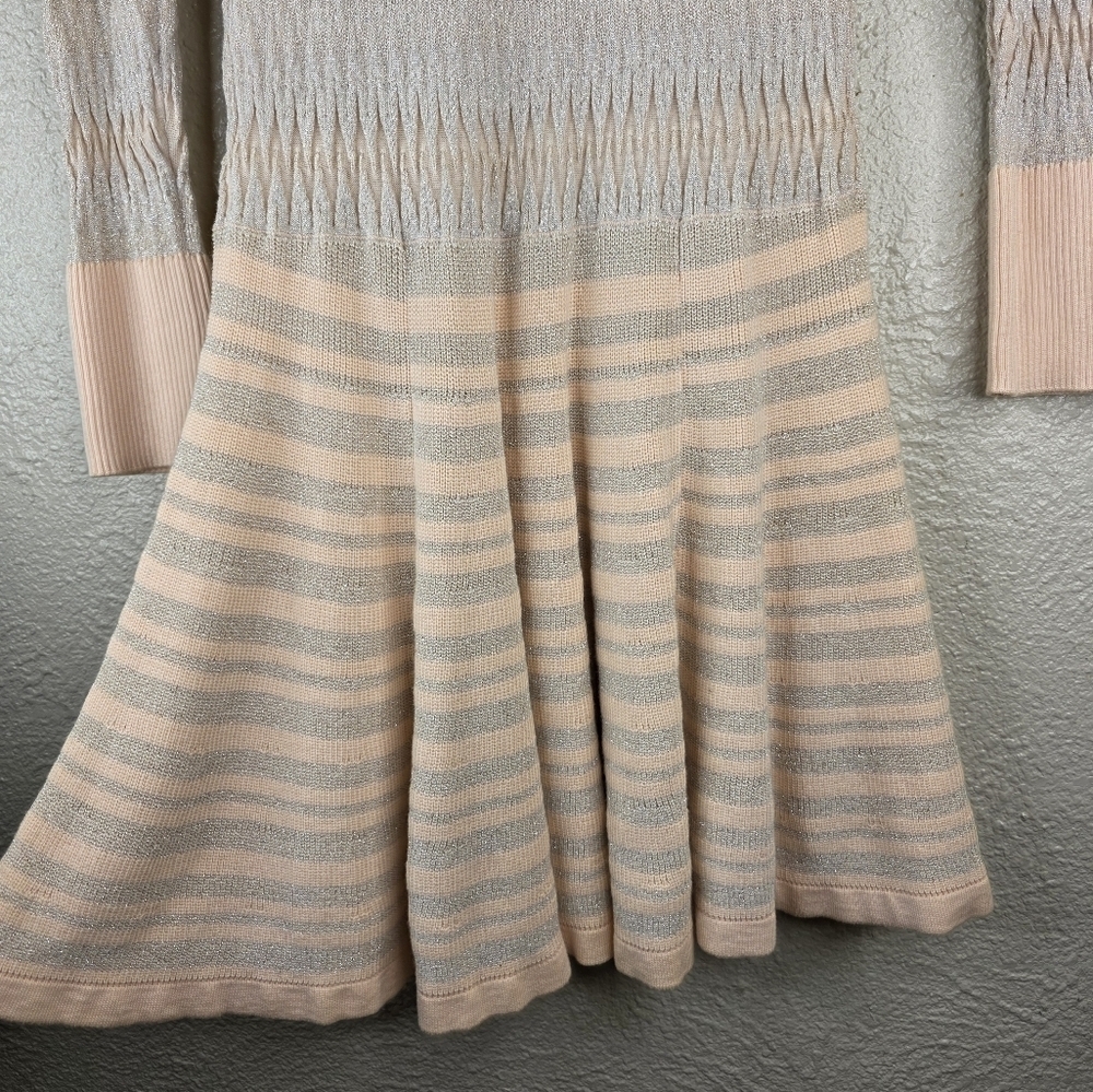 Y2k Victoria Secrets Drop Waist Knit Long Sleeve Light Pink Gray Dress Size M - Picture 12 of 15